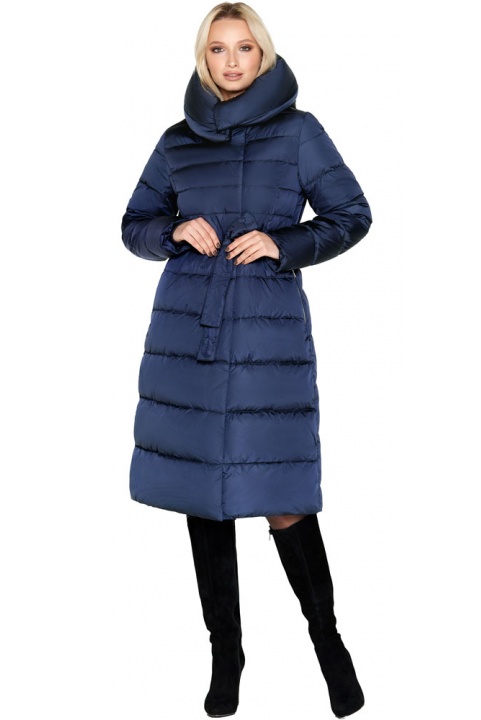 Синяя зимняя куртка женская длинная модель 31515 Braggart "Angel's Fluff" фото 1