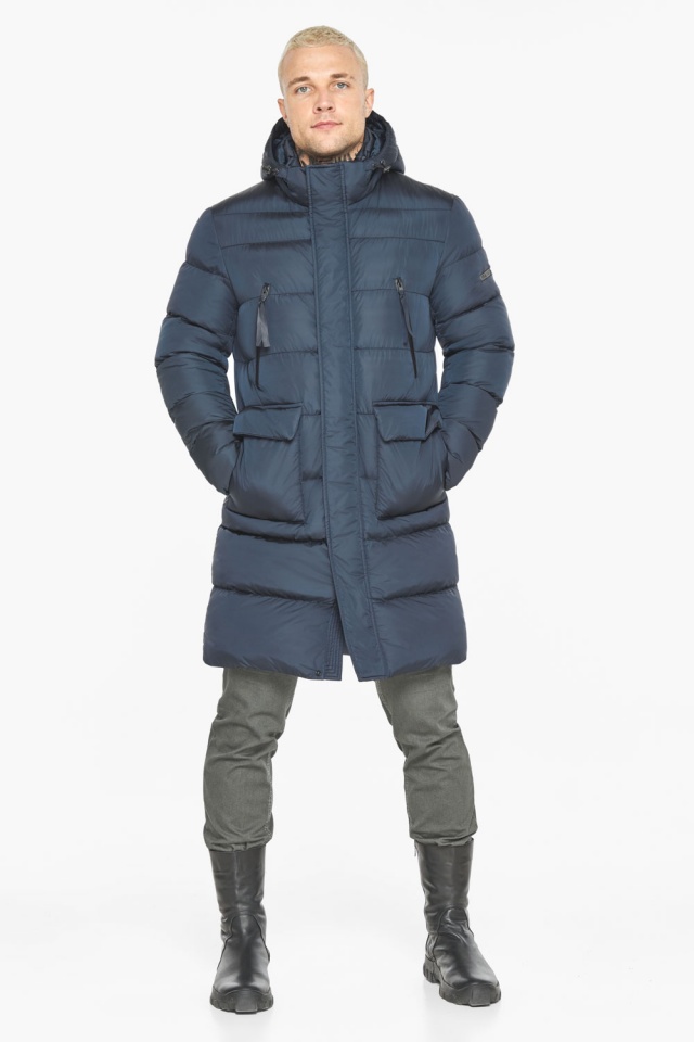 Куртка зимняя мужская синяя с ветрозащитной планкой модель 51944 Braggart "Dress Code" фото 2