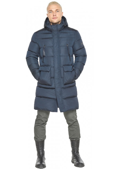 Куртка зимняя мужская синяя с ветрозащитной планкой модель 51944 Braggart "Dress Code" фото 1