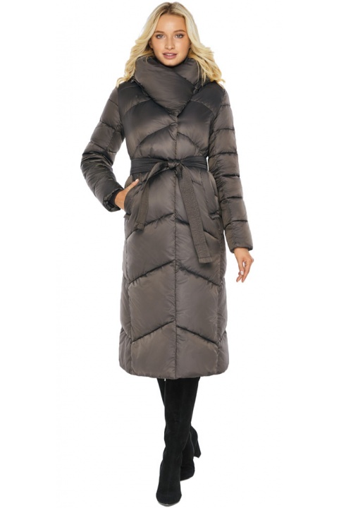 Капучиновая зимняя куртка женская с карманами модель 47260  Braggart "Angel's Fluff" фото 1