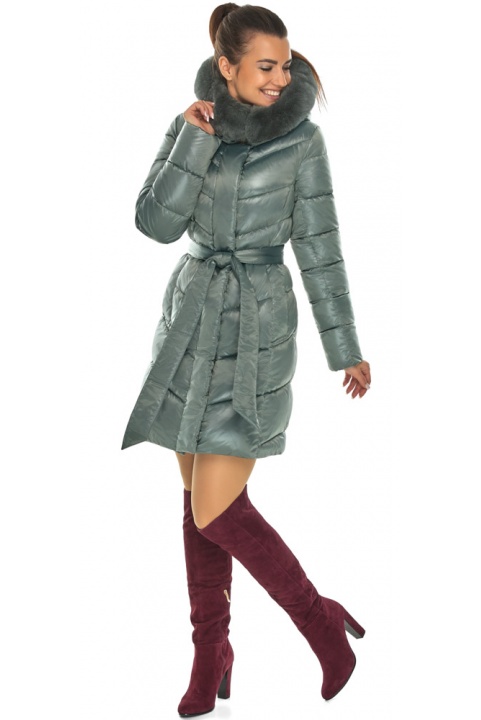 Турмалінова жіноча куртка з поясом модель 57635 Braggart "Angel's Fluff" фото 1