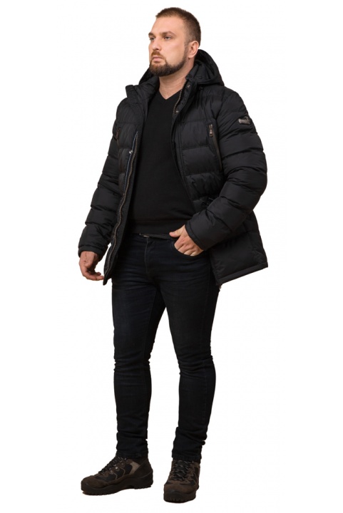 Куртка великого розміру чоловіча чорного кольору на зиму модель 12952 Braggart "Titans" фото 1