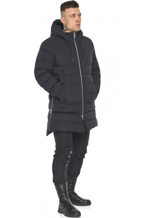 Графітова зимова чоловіча куртка середньої довжини модель 49023 Braggart "Aggressive" фото 1