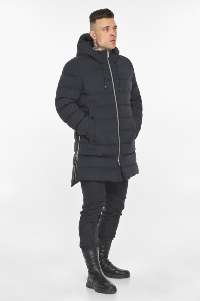 Графитовая зимняя мужская куртка средней длины модель 49023 Braggart "Aggressive" фото 3
