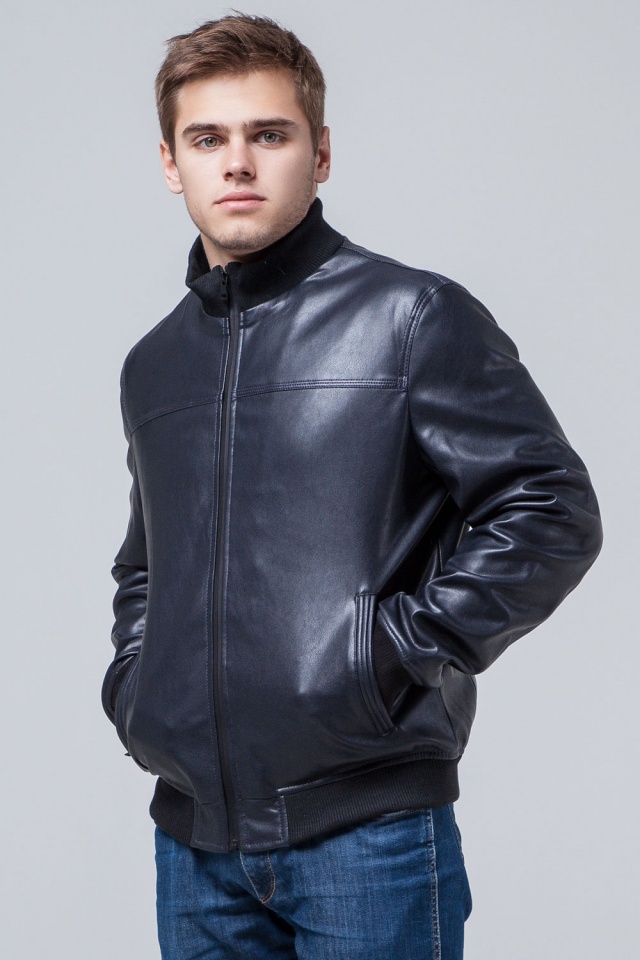 Стильная мужская куртка осенне-весенняя тёмно-синяя модель 2970 Braggart "Youth" фото 4