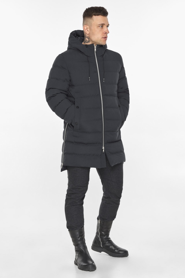 Графітова стильна чоловіча куртка на зиму модель 49023 Braggart "Aggressive" фото 2