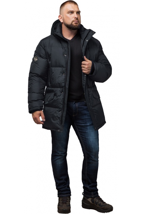 Зручна куртка зимова чоловіча чорно-синя модель 27055 Braggart "Dress Code" фото 1
