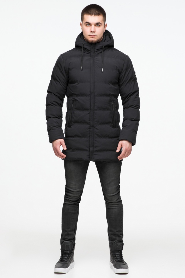 Черная молодежная куртка мужская на меху зимняя модель 25080 Braggart "Youth" фото 2