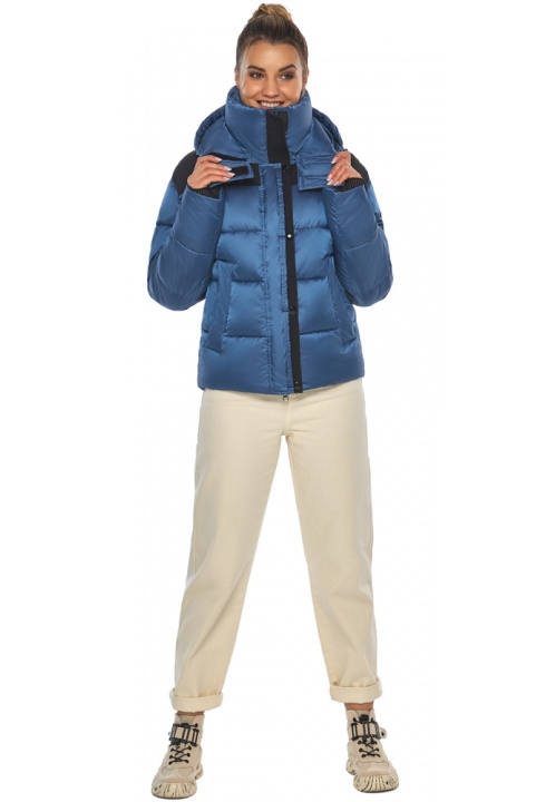 Куртка женская с карманами аквамариновая зимняя модель 57520 Braggart "Angel's Fluff" фото 1
