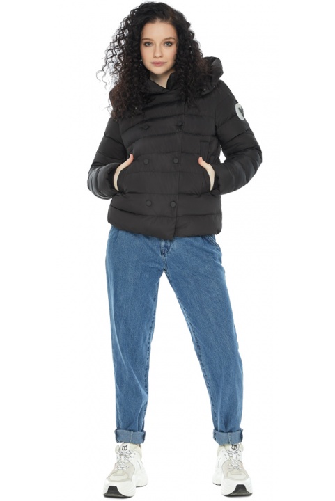 Куртка трендова осінньо-весняна жіноча чорна модель 22150 Youth фото 1