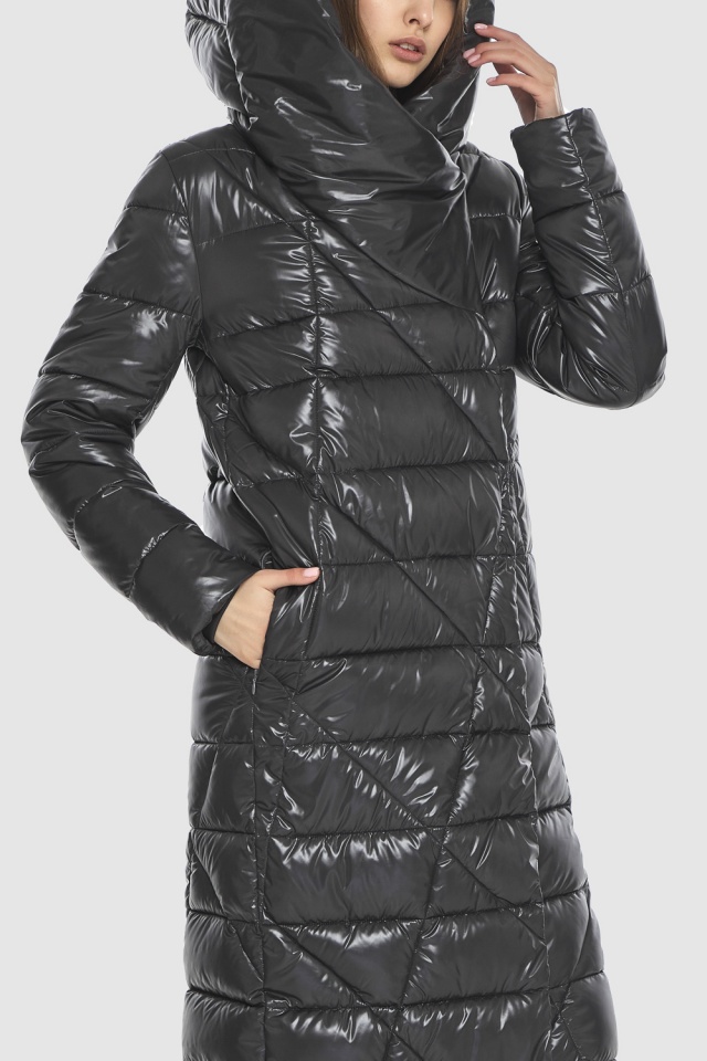 Женская серая куртка с оригинальной стёжкой модель M6715  фото 9