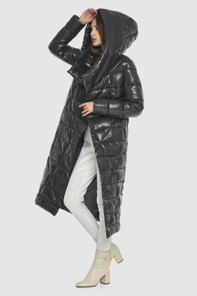 Женская серая куртка с оригинальной стёжкой модель M6715  фото 6