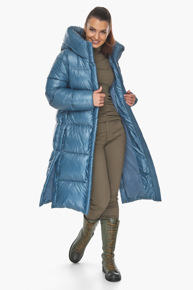 Жіноча лаконічна куртка аквамаринового кольору модель 53631 Braggart "Angel's Fluff" фото 3