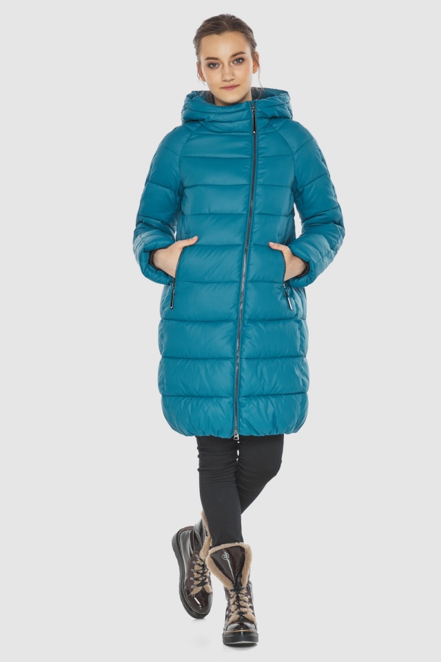 Женская аквамариновая 1 куртка на осень модель 60048  фото 2