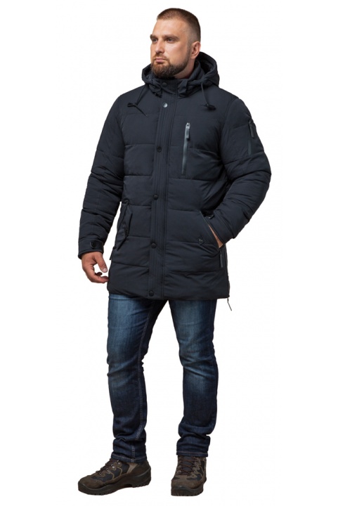 Куртка мужская черного цвета оригинального дизайна на зиму модель 15625 Braggart "Dress Code" фото 1