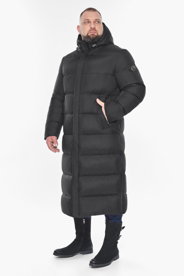 Чёрная мужская зимняя куртка большого размера с разрезами модель 53300 Braggart "Titans" фото 3
