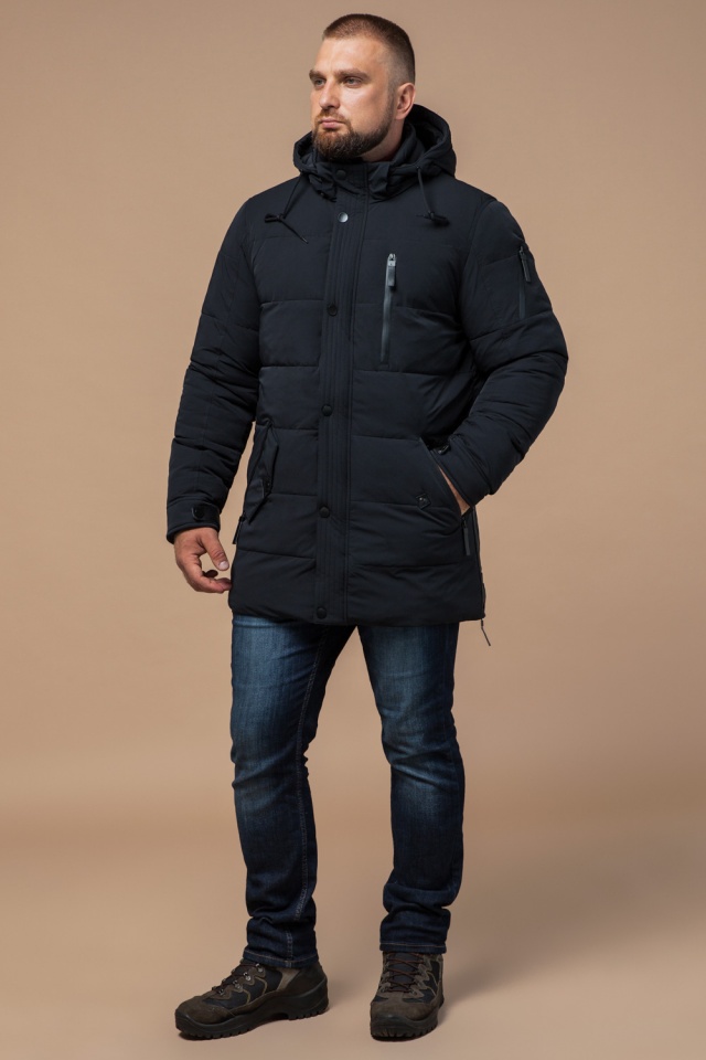 Куртка мужская черного цвета оригинального дизайна на зиму модель 15625 Braggart "Dress Code" фото 2
