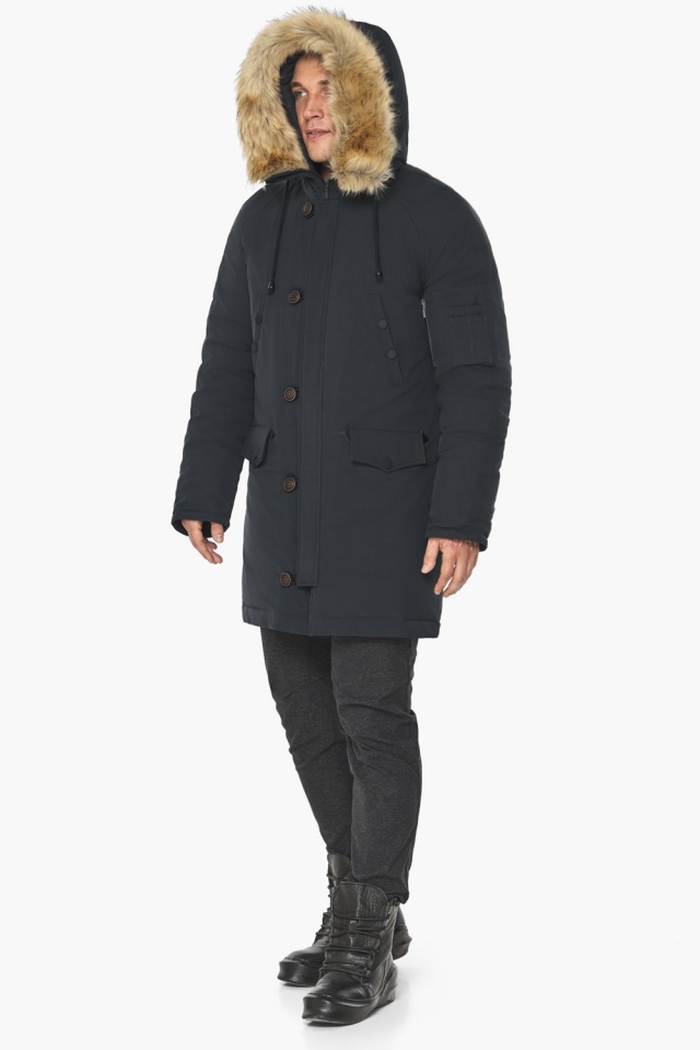 Куртка тёплая мужская графитового цвета на зиму модель 41255 Braggart "Arctic" фото 2