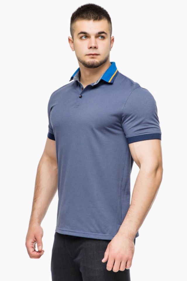 Трендовая футболка поло мужская цвет джинс модель 6285 Braggart фото 3
