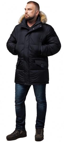 Мужская зимняя практичная куртка большого размера чёрная модель 2084 Braggart "Titans" фото 1
