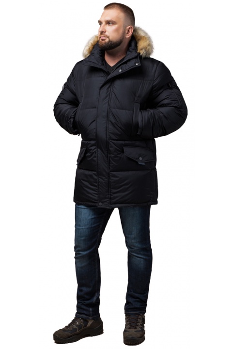 Чоловіча зимова практична куртка великого розміру чорна модель 2084 Braggart "Titans" фото 1