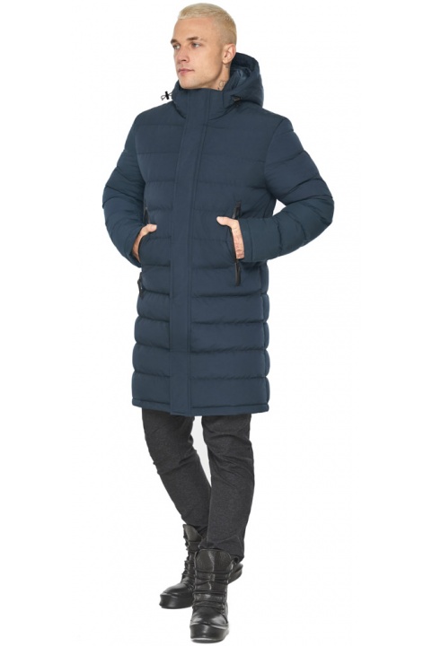 Чоловіча зимова темно-синя куртка з капюшоном на затягуваннях модель 51801 Braggart "Dress Code" фото 1