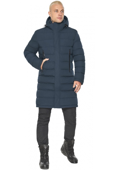 Мужская зимняя тёмно-синяя куртка с капюшоном на затяжках модель 51801 Braggart "Dress Code" фото 1