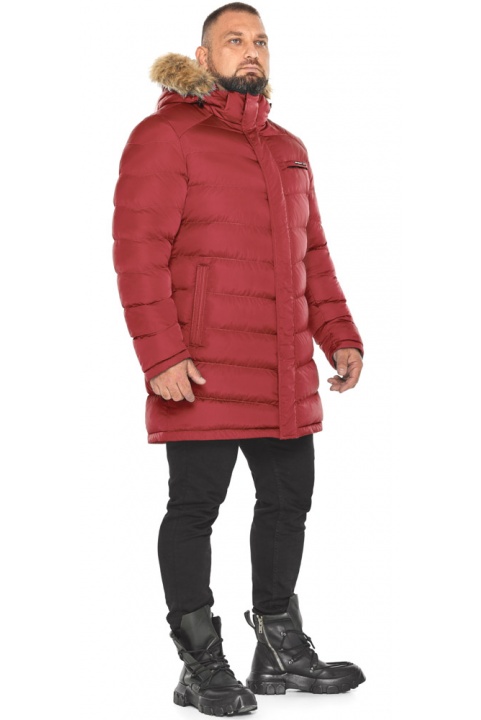 Стёганая бордовая куртка мужская зимняя модель 49718 Braggart "Aggressive" фото 1