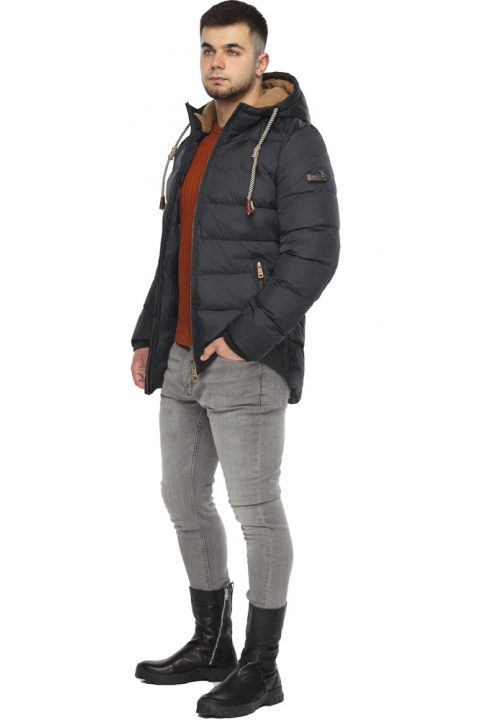 Чоловіча зимова зручна курточка колір графіт модель 63537 Braggart "Aggressive" фото 1