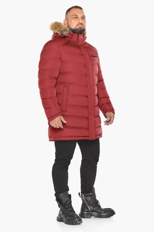 Стёганая бордовая куртка мужская зимняя модель 49718 Braggart "Aggressive" фото 2