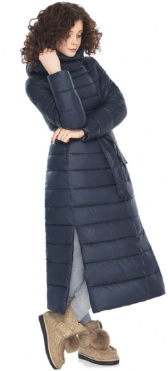 Куртка синего 2 цвета женская зимняя с поясом модель M6210  фото 1