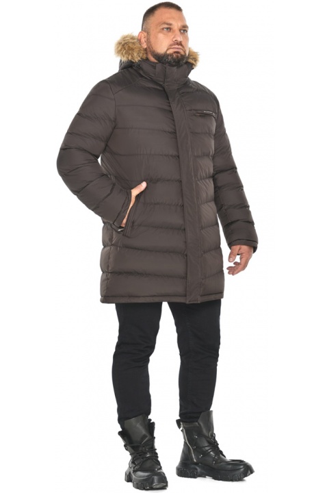 Зимняя куртка мужская с манжетами кофейная модель 49718 Braggart "Aggressive" фото 1