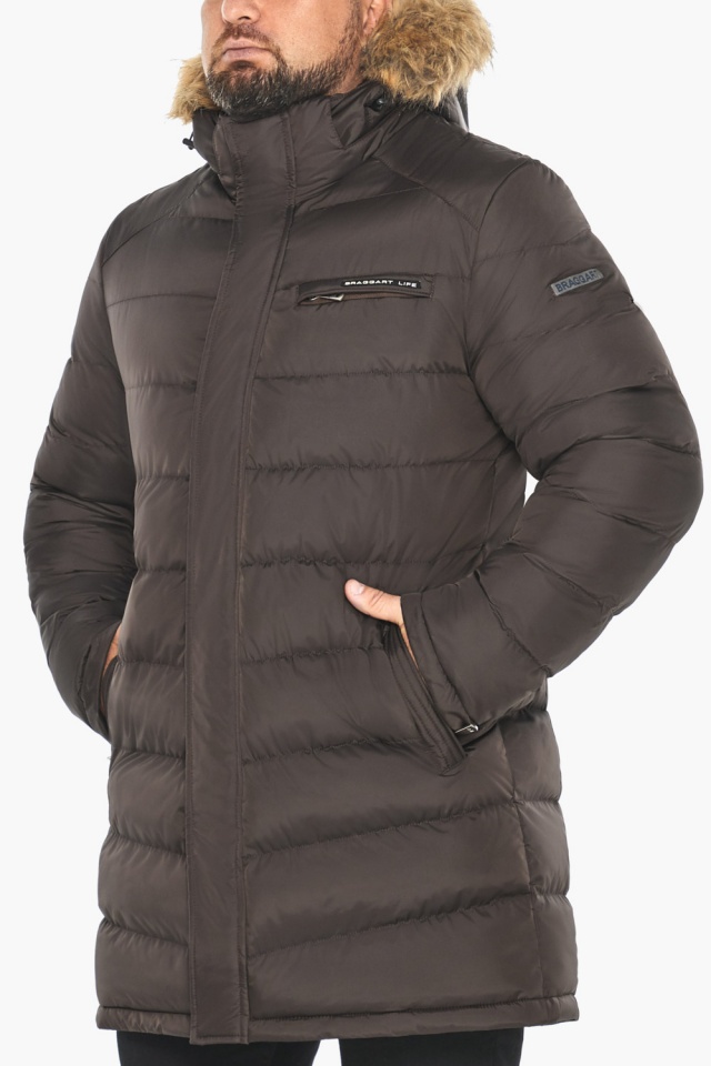 Зимова куртка чоловіча з манжетами кавова модель 49718 Braggart "Aggressive" фото 12