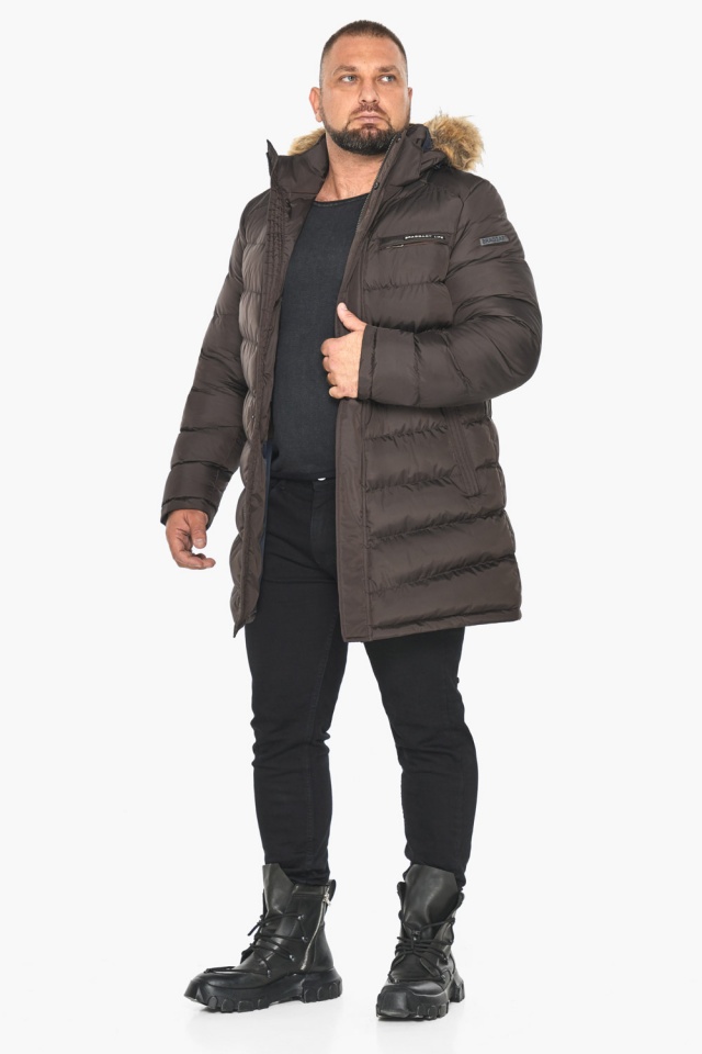 Зимова куртка чоловіча з манжетами кавова модель 49718 Braggart "Aggressive" фото 5