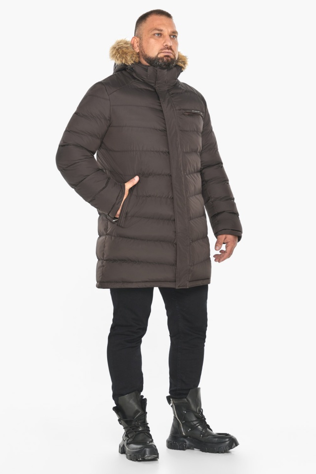 Зимняя куртка мужская с манжетами кофейная модель 49718 Braggart "Aggressive" фото 2