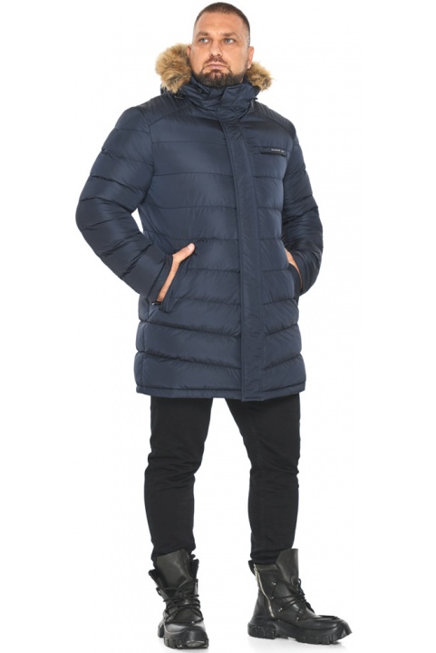 Куртка чоловіча зимова темно-синя з коміром модель 49718 Braggart "Aggressive" фото 1
