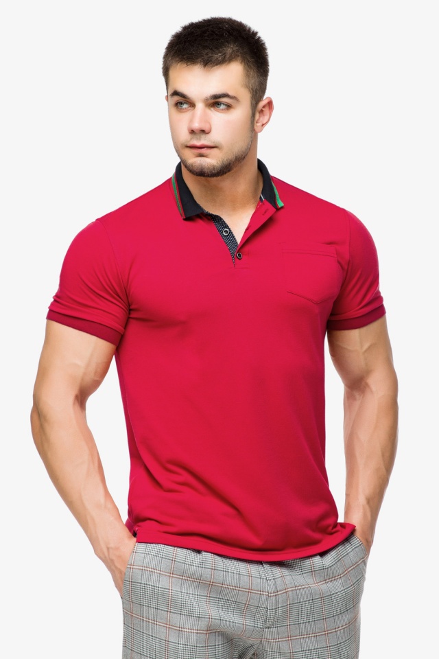 Мужская легкая футболка поло красного цвета модель 6422 Braggart фото 3
