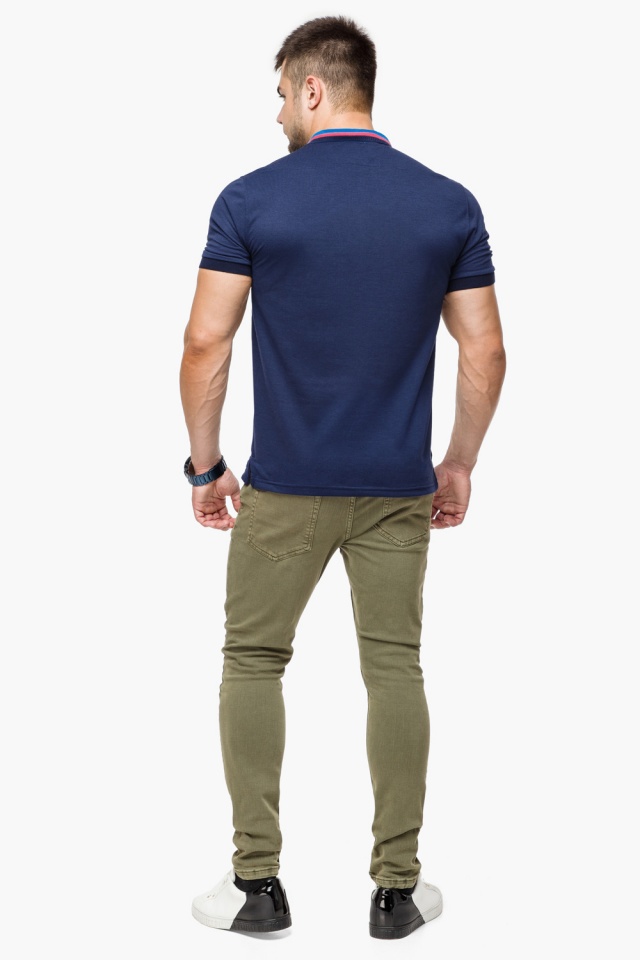 Дизайнерская футболка поло мужская цвет темно-синий-голубой модель 6422 Braggart фото 5