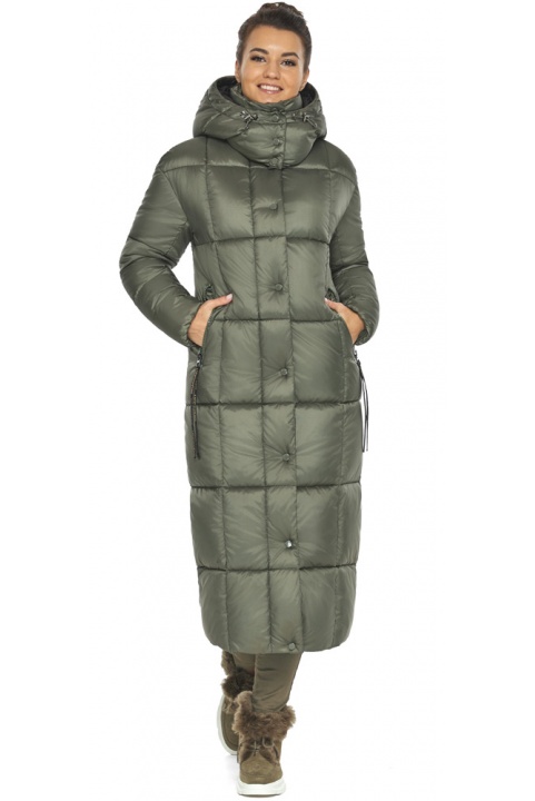 Длиная зимняя женская куртка оливковая модель 42830 Braggart "Angel's Fluff" фото 1