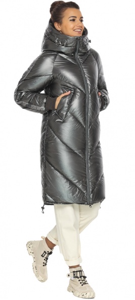 Куртка длинная цвета тёмного серебра женская модель 52410 Braggart "Angel's Fluff" фото 1