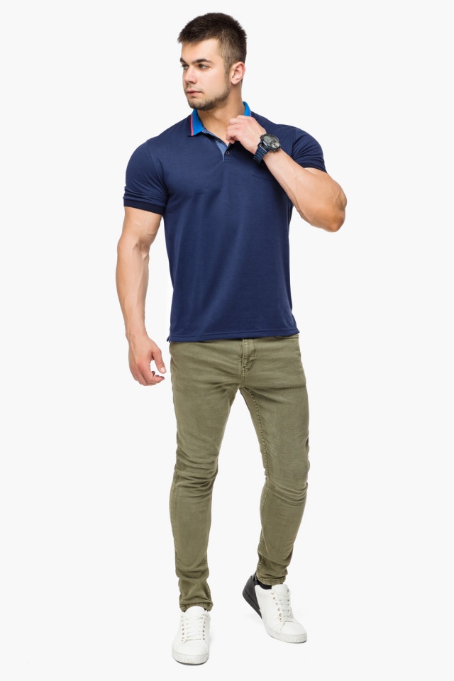 Дизайнерская футболка поло мужская цвет темно-синий-голубой модель 6422 Braggart фото 4