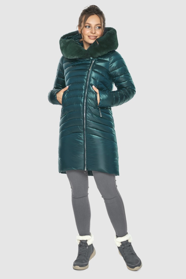 Зелёная куртка женская на молнии 533-28 Ajento – Wild фото 2