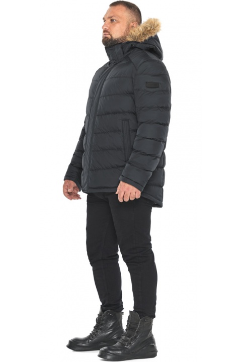Зимняя графитовая куртка с опушкой мужская модель 49868 Braggart "Aggressive" фото 1
