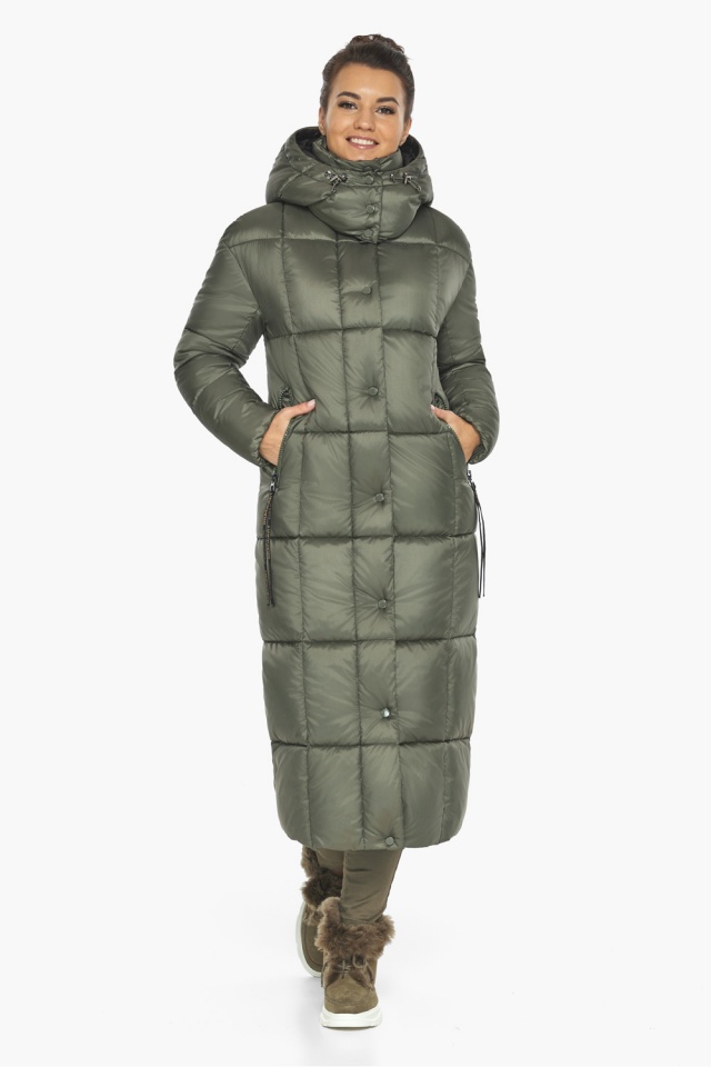 Длиная зимняя женская куртка оливковая модель 42830 Braggart "Angel's Fluff" фото 2