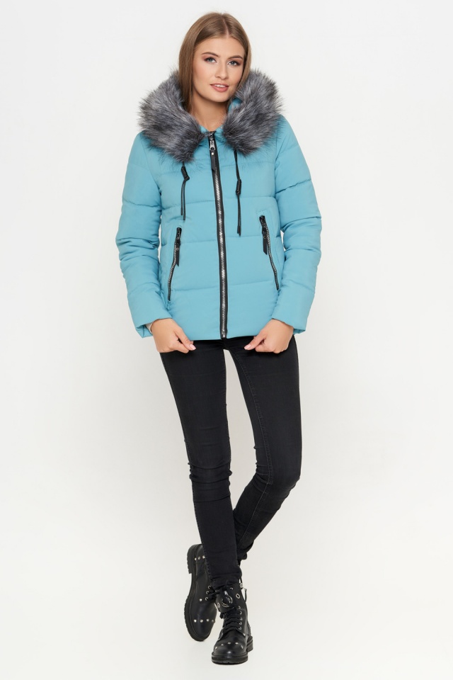 Куртка блакитна жіноча зимова модель 6529 Kiro Tokao фото 2