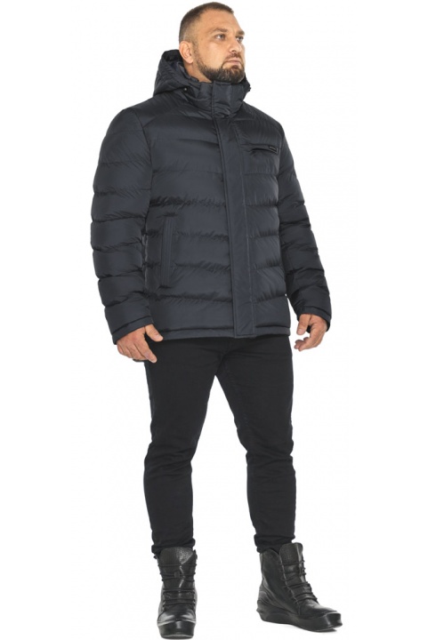 Зимняя мужская графитовая куртка с горизонтальной стёжкой модель 49768  Braggart "Aggressive" фото 1