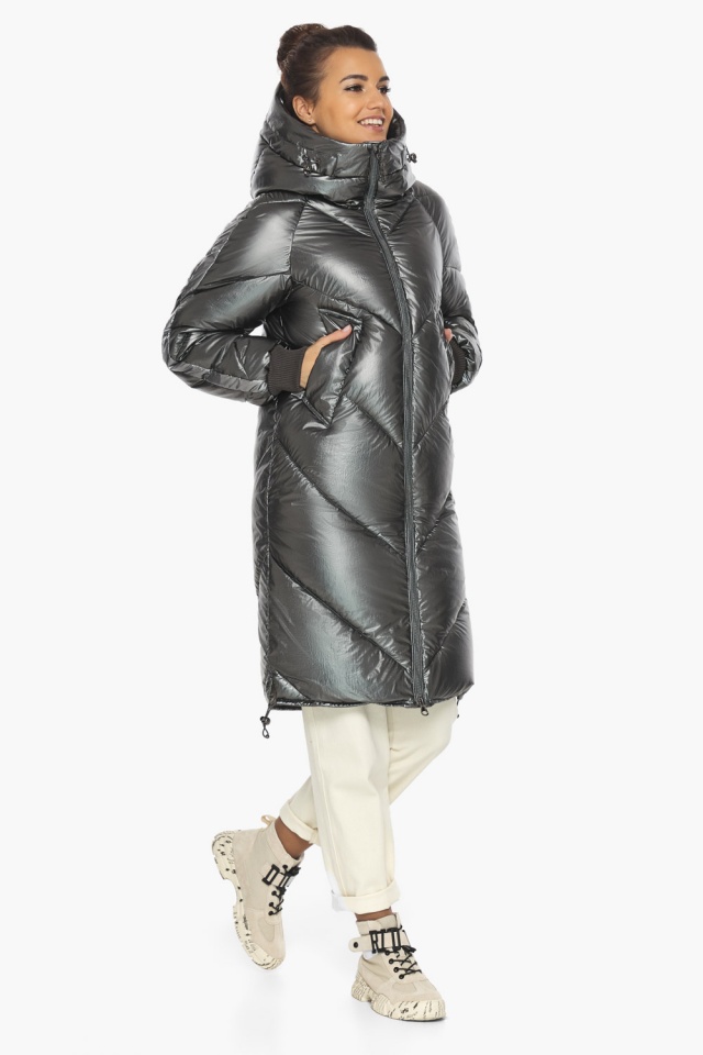 Куртка с манжетами женская зимняя цвет тёмное серебро модель 52410 Braggart "Angel's Fluff" фото 2