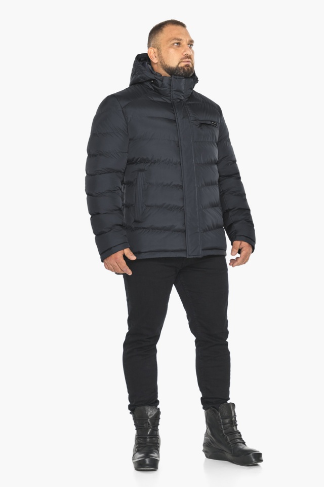 Зимняя мужская графитовая куртка с горизонтальной стёжкой модель 49768  Braggart "Aggressive" фото 2