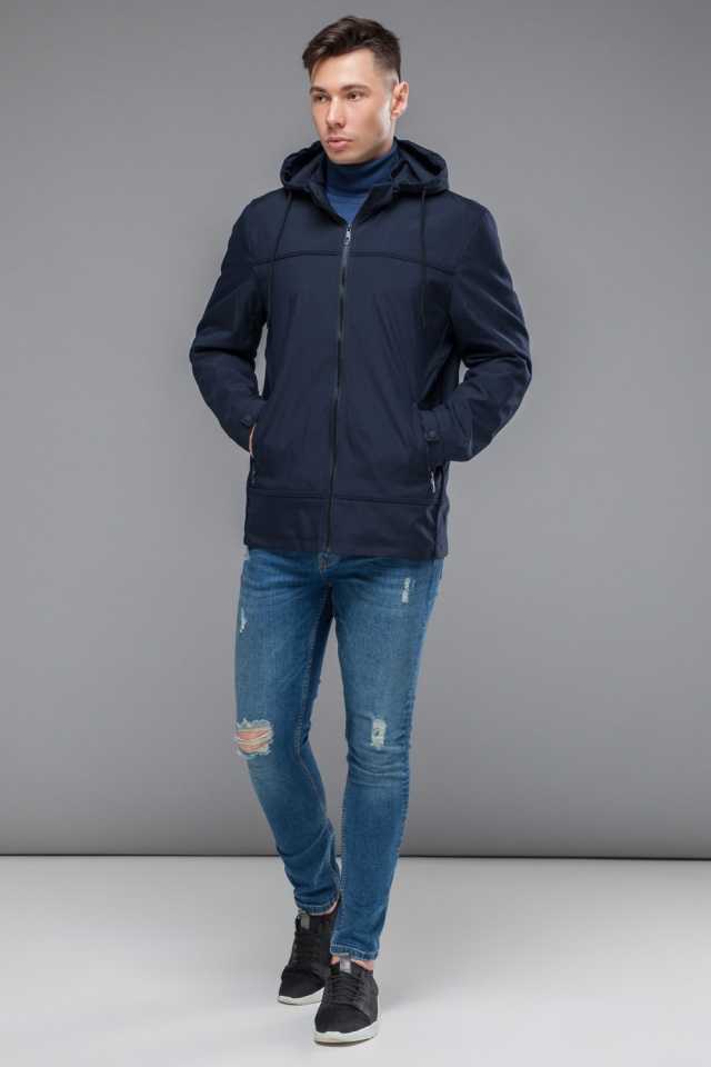 Тёмно-синяя оригинальная мужская осенняя куртка модель 2069 Kiro Tokao фото 2