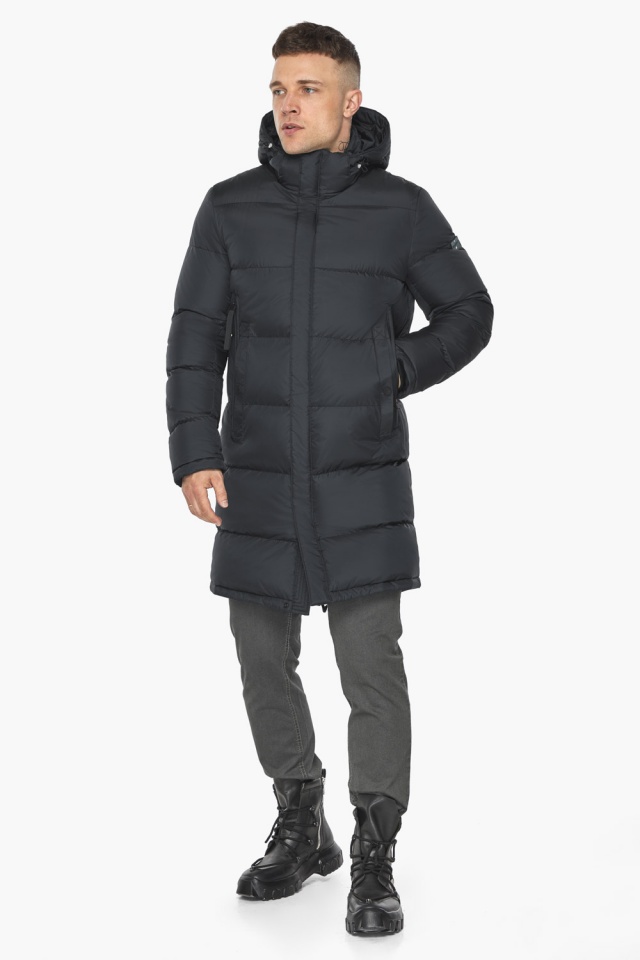 Довга куртка для чоловіків зимова графітова модель 49773 Braggart "Dress Code" фото 2